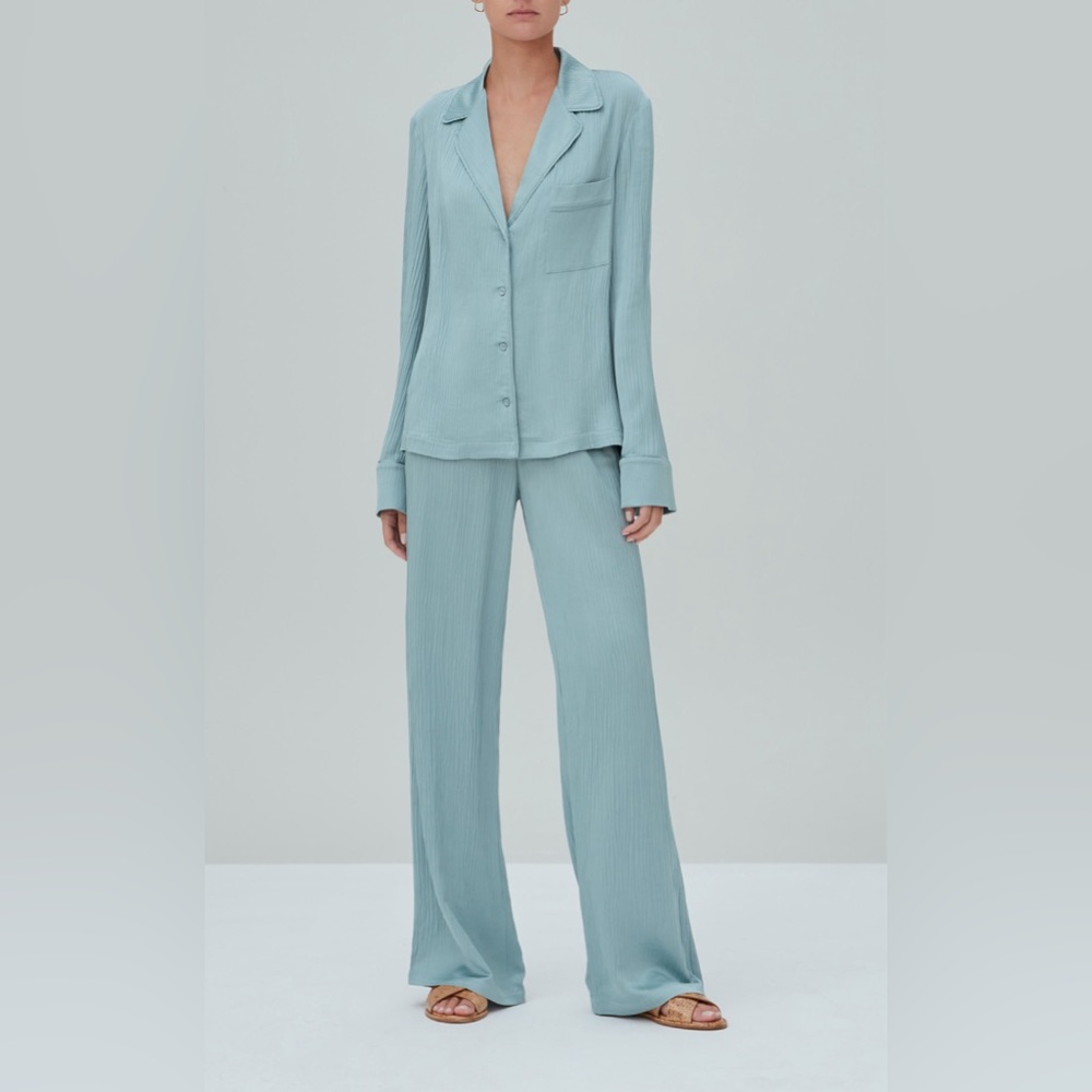 ALEXIS "ORLAN" TOP & "MAKIKO" PAJAMA INSPIRED LOUNGE OUTFIT IN MINT S - Picture 2 of 12